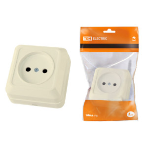 Розетка 2П открытой установки IP20 10А 250В (керамика) сл. кость "Ладога" SQ1801-0210