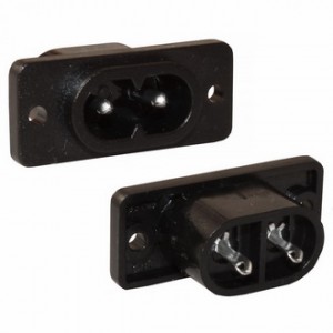 AC-035, Разъем питания серии AC, вилка 2-х полюсная с фланцами, 10А 250В