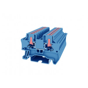 Проходная клемма TPV4-2-BU, Проходная клемма, боковой подвод кабеля, тип фиксации провода: Push-in, номинальное сечение: 4 мм кв., 32A, 1000V, ширина: 6,2 мм, цвет: синий, тип монтажа: DIN35