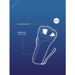 Фонарь ручной 0.5ВтLED+4SMD(1Вт) 1xAA корпус ABS-пластик ремешок ручной KOC119B