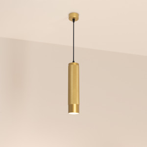 Светильник SP-SPICY-HANG-R70-13W Warm3000 (GD, 50 deg, 230V) 033670, Подвесной светильник. Мощность 13 Вт, св. поток 732 лм, 57 лм/Вт, теплый 3000 K, CRI>90, угол 50°, напряжение питания 230 В. Золотой круглый корпус из алюминия, рефлектор PC, степень защиты IP20. Размер: диаметр 70 мм, высота 300 мм, длина подвеса 1500 мм