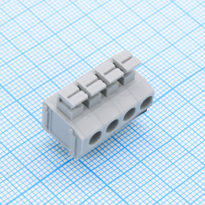 GT235-5.0-04P-11-00, Нажимной безвинтовой клеммный блок 4 контакта. Зажим типа торцевой контакт. Серия GT235-5.0