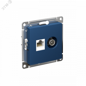 Розетка компьютерная + телевизионная 2-м AtlasDesign RJ45 кат.5E аквамарин SE ATN001189