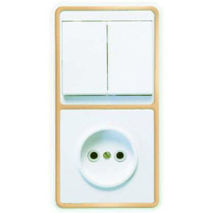 Блок БКВР-038 Бэлла (2-кл. выкл. + розетка) зол. Кунцево 5828