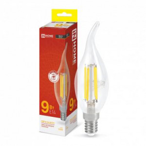 Лампа светодиодная LED-СВЕЧА НА ВЕТРУ-deco 9Вт свеча на ветру прозрачная 3000К тепл. бел. E14 1040лм 230В 4690612026220