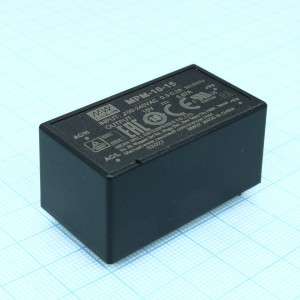 MPM-10-15, AC-DC med, 10Вт, вход 80...264В AC 47...440 Гц, выход 15В/0.67А, изоляция 4000В AC, на плату, 45.7х25.4х21.5мм, -40...+85°C