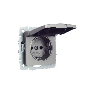 Розетка BRITE РСбш10-3-БрС 16А IP20 с заземл. защ. шторки с крышкой сталь BR-R16-16-K46