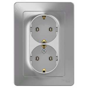 Розетка 2-м СП Blanca 16А IP20 250В с заземл. без защ. шторок алюм. SE BLNRS001023