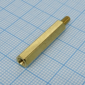PCHSN-25, Стойка латунная для печатной платы, шестигранная, М3, 25мм, отверстие- винт