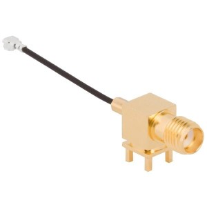 095-902-492-050, Соединения РЧ-кабелей SMA R/A PCB Jk toAMC Plg, 1.13mm Cbl 50mm