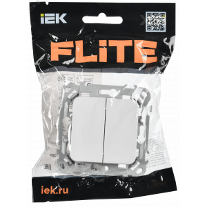 FLITE Выключатель 2-клавишный 10А ВС12-1-0-ФлБ белый IEK FI-V20-0-10-1-K01