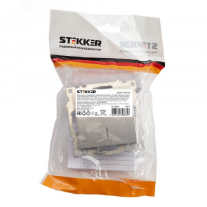 Выключатель 1-клавишный c индикатором (механизм), 250В, 10А, серия Катрин, серебро 39577