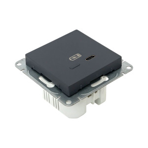 Механизм розетки USB-С, быстрая, графит Эпика EKF UP1-SOG-USBCF