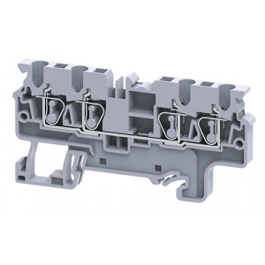 Проходная клемма CX2.5/4, Проходная клемма, 4 точки подключения, тип фиксации провода: пружинный, номинальное сечение: 2,5 мм кв., 24A, 1000V, ширина: 5 мм, цвет: серый, тип монтажа: DIN35