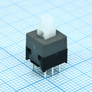MPS-850-G, Кнопочный переключатель с фиксацией 8,5х8,5мм, 0.3А 30В / 0.5А 16В 6pin  (аналог PS850L)