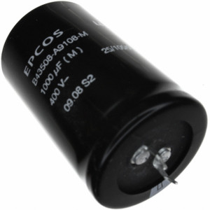 B43508A9108M000, Конденсатор алюминиевый электролитический 1000мкФ 400В ±20% (35 X 55мм) защелкиваемые выводы 10мм 0.12Ом 2640мА 3000час 105°С автомобильного применения россыпь