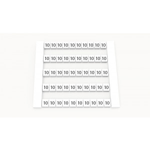 Маркировка (в кассетах) DEK5-50P-19-84Z(H), Кассета с маркировочными шильдиками, для клемм сечением 2,5 мм.кв., боковая, 50 шильдиков, нанесенные символы: 10, с вертикальным расположением, размер шильдика: 4,8 x 5,5 мм, цвет: белый