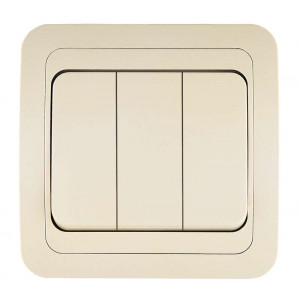 Выключатель 3-кл. 3п СП Mimoza 10А IP20 крем./крем. 25091