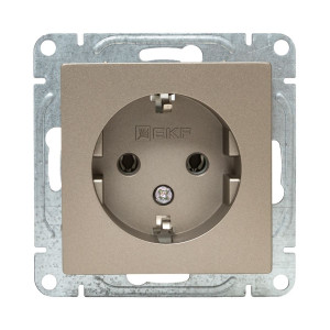 Механизм розетки, 16А, с заземлением, без шторок, шампань Эпика EKF UP1-SOC-110