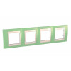UNICA ХАМЕЛЕОН РАМКА 4-постовая, горизонтальная, БЕЖЕВЫЙ/ ЗЕЛЕНОЕ ЯБЛОКО MGU6.008.563
