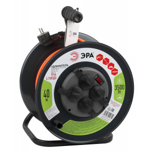 Удлинитель силовой RMx-4es-3x1,5-40m-IP44 на металлической катушке c заземлением 4 розетки 40м ПВС 3х1.5мм2 Б0046851