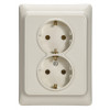 Розетка 2х2К+З 16AX Слоновая кость 782143