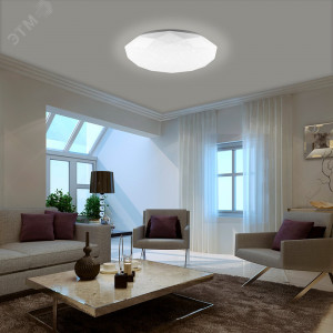 Светильник светодиодный ДБО-36w матовый с эффектом Звездного неба регулировкой цветовой температуры 3000-6500К светового потока max 2900Лм и режима освещенности с пультом управления и таймером выключения 29635