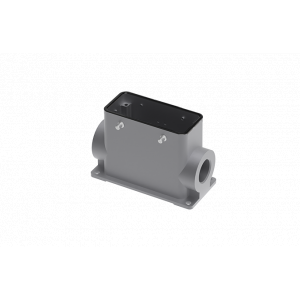 Закрытое основание разъема S16B-SMH-4B-PG21, Основание разъема на панель, закрытое, типоразмер 16B, высокое исполнение, с уплотнителем, 1 отверстие с резьбой для кабельных вводов PG21, без защелок (упоры для двух защелок), без защитной крышки, материал корпуса: алюминиевый сплав