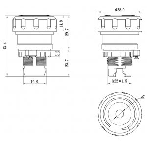 Головка кнопки аварийная грибовидная поворотная д.40 M22E-MLLRP