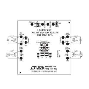 DC1677A, Средства разработки интегральных схем (ИС) управления питанием LT3988EMSE Demo Board I Dual 60V Step-Do