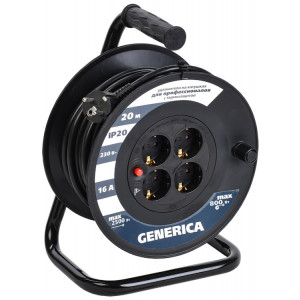 Катушка УК20 с т/з 4 места 2P+PE/20м 3х1,5мм2 WKP20-16-04-20-G