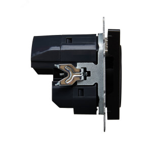 Розетка BRITE РЮш10-1-БрЧ 16А с USB A+A 2.1А с заземл. защ. шторки черн. BR-R14-16-U21-D21-K02