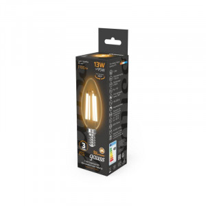 Лампа светодиодная филаментная Black Filament 13Вт свеча 2700К тепл. бел. E14 1100лм 103801113