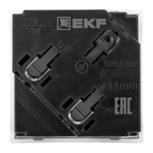 Розетка 45х45 с зазем. 45 градусов, быстрозажимные клеммы, белая EKF