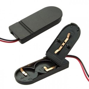 BH CR2032 IP44 BLACK, Батарейный отсек черный для 2-х батарей CR2032, закрытый, IP44