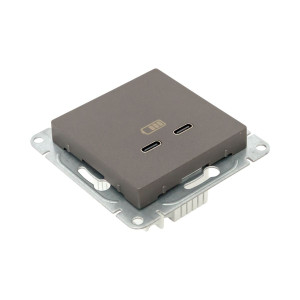 Механизм розетки USB-C - 2шт, мокко Эпика EKF UP1-SOM-2USBC