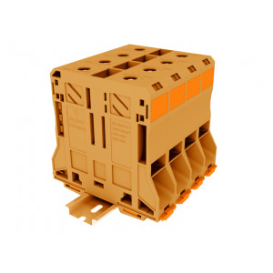 Проходная клемма TAPO95-2-OG, Проходная клемма, тип фиксации провода: пружинный, номинальное сечение: 95 мм кв., 232A, 1000V, ширина: 25 мм, цвет: оранжевый, тип монтажа: DIN35