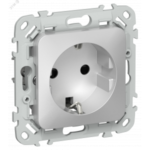FLITE Розетка с заземлением с защитными шторками безвинтовое крепление 16А РСш11-1-ФлА алюминий IEK FI-R14-16-1-K47