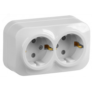Розетка 2-м ОП GLORY РСш22-3-ХБ 16А с заземл. защ. шторки бел. ERH24-K01-16
