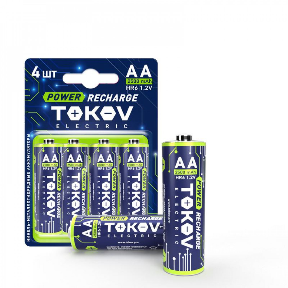 Изображение товара Аккумулятор AA/HR6 2500мАч TOKOV ELECTRIC в упаковке из 4 штук