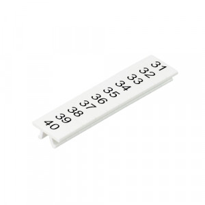 Маркировка для клемм (полоска) M1.008.0103.8, Маркировочные шильдики, для клемм сечением 1,5 мм.кв., WKF 1.5, верхняя, 10 шильдиков, нанесенные символы: 31...40, с горизонтальным расположением, размер шильдика: 4 x 10,5 мм, цвет: белый