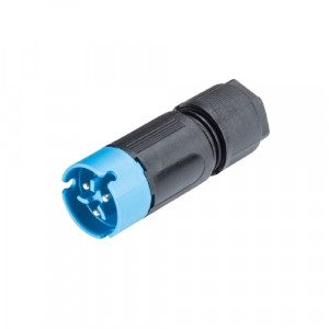 Вилочный разъем на кабель RST08i3 S 21 ZR1SH BL, Вилочный разъем на кабель диаметром 4-7 мм, 3 полюса, с продольным уплотнением, тип фиксации провода: винтовой, номинальные характеристики: 250/400V, 8A, цвет корпуса: черный, цвет контактной вставки: синий, серия RST MICRO
