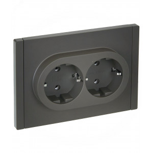 Розетка 2-м СП FORTE&PIANO FP324 16А с заземл. без защ. шторок безвинт. крепл. сер. IEK FP-R21-16-1-K03