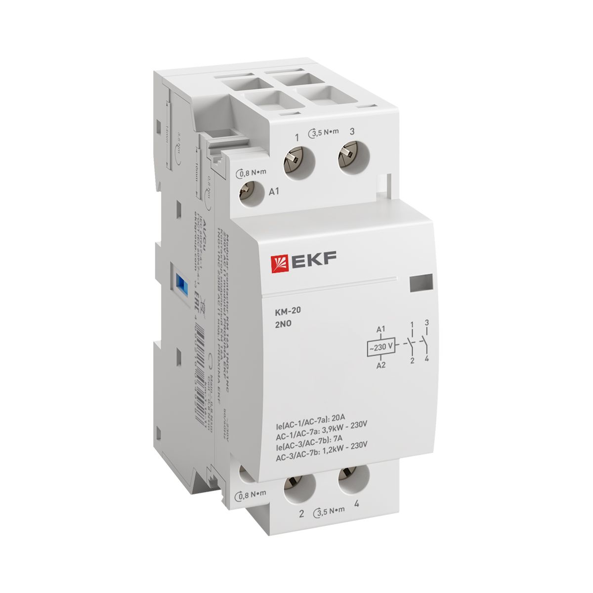 Контактор модульный КМ 20А 2NО (2 мод.) km-2-20-20