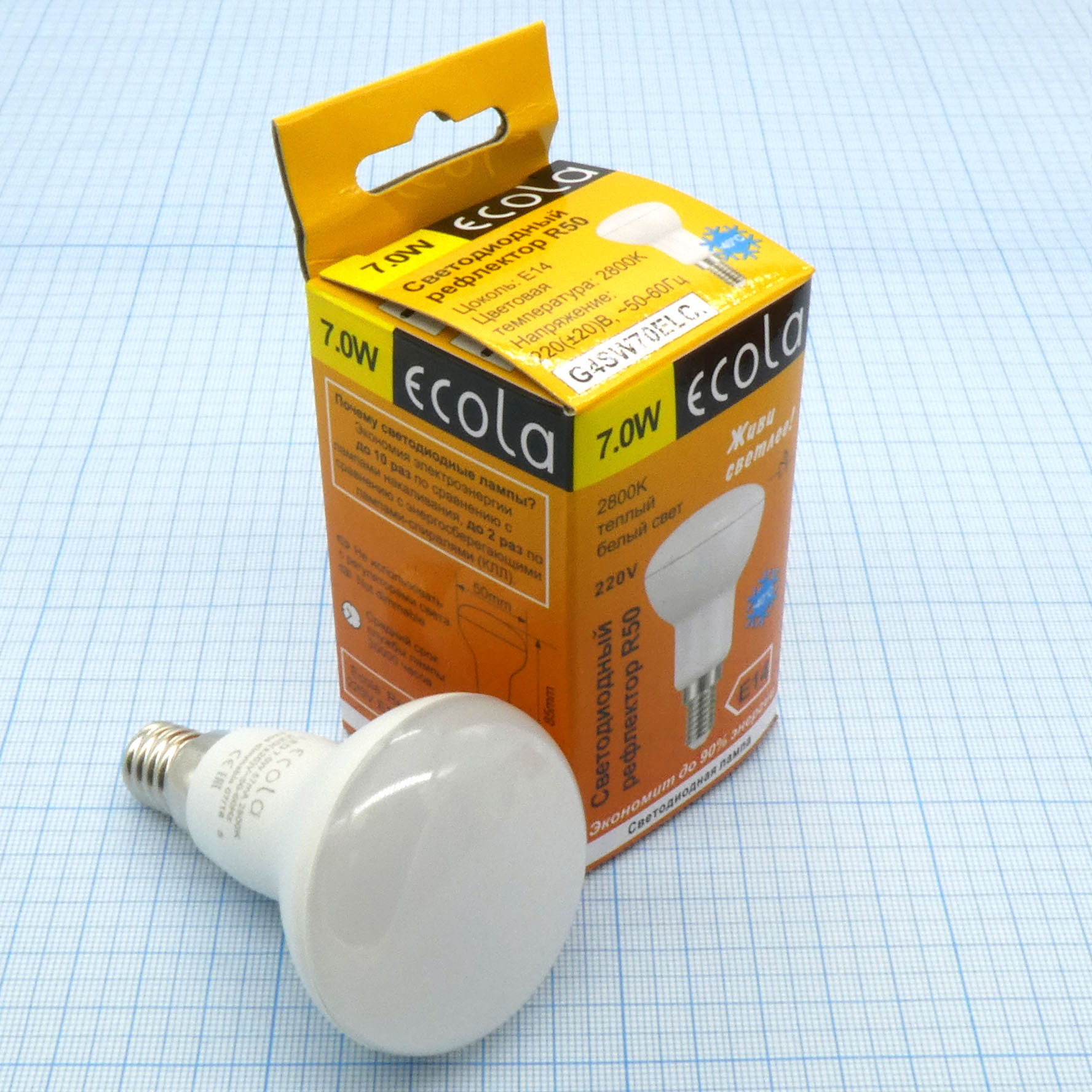 Лампа LED Ecola 7W тёпл (114)